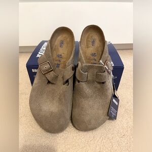 Boston Birkenstocks. US Mens size 10-10.5. Taupe color. New with tags.